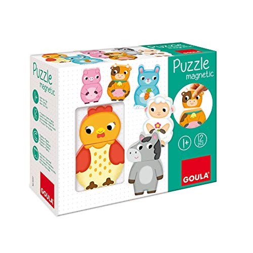 Goula- Puzzle magnético animales granja - Puzzle de madera a partir de 1 año