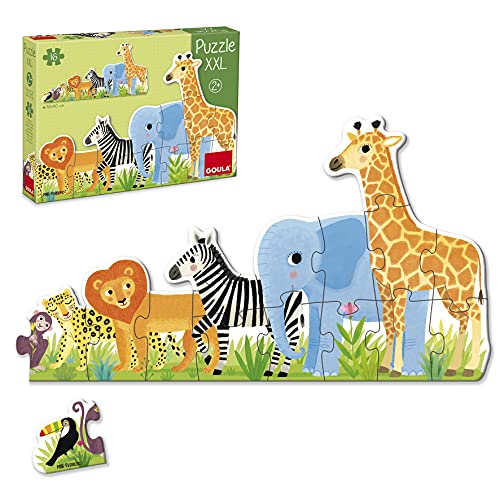 Goula- Puzzle XXL decreciente Selva - Puzzle de carton de piezas grandes para niños a partir de 2 años