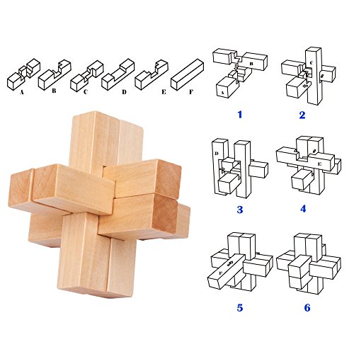 Gracelaza 9 Piezas Juguetes Rompecabezas de Madera Caja Set - IQ Juguete Educativo - 3D Brain Teaser Puzzle de Madera - Juego Niños y Adolescentes