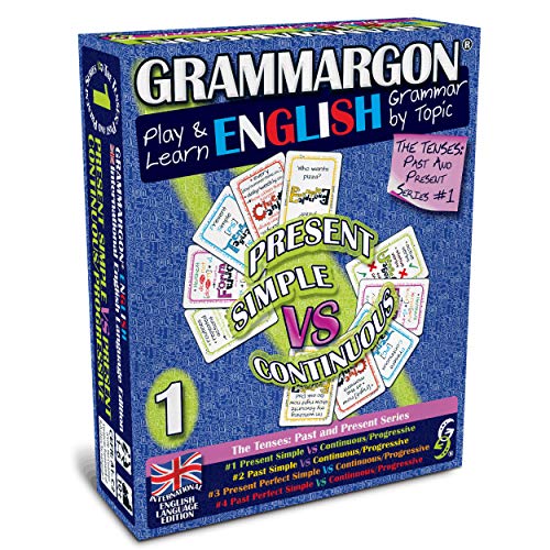 GRAMMARGON® Play & Learn English Grammar by Topic: Present Simple VS Present Continuous/Progressive | juego de cartas para aprender inglés- niños y adultos, A1-C2, Edición Internacional en inglés