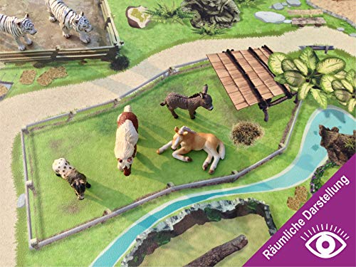 Gran Zoo | Parque de Animales Alfombra Infantil de Juego | SM04 Cuarto de los niños | Tamaño: 150 x 100 cm | Accesorios adecuados para Schleich, Papo, Bullyland, Playmobil etc. | STIKKIPIX