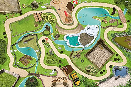 Gran Zoo | Parque de Animales Alfombra Infantil de Juego | SM04 Cuarto de los niños | Tamaño: 150 x 100 cm | Accesorios adecuados para Schleich, Papo, Bullyland, Playmobil etc. | STIKKIPIX