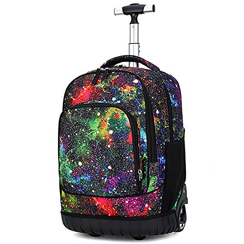 GRANDLIN Mochila con ruedas, para equipaje, escuela, libros, para portátil, multifunción, con ruedas, para estudiantes universitarios, escolares, para viajes, niños y niñas, Galaxy