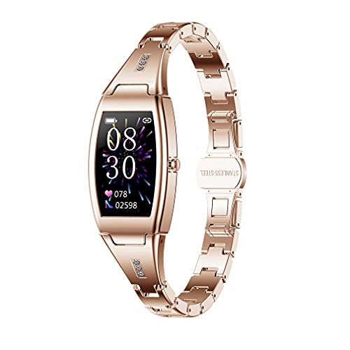 Greatangle-UK MK26 Relojes para Mujer Reloj Inteligente Rastreador de Ejercicios a Prueba de Agua Reloj Inteligente con frecuencia cardíaca Reloj de Pulsera con Pantalla a Color Oro Rosa