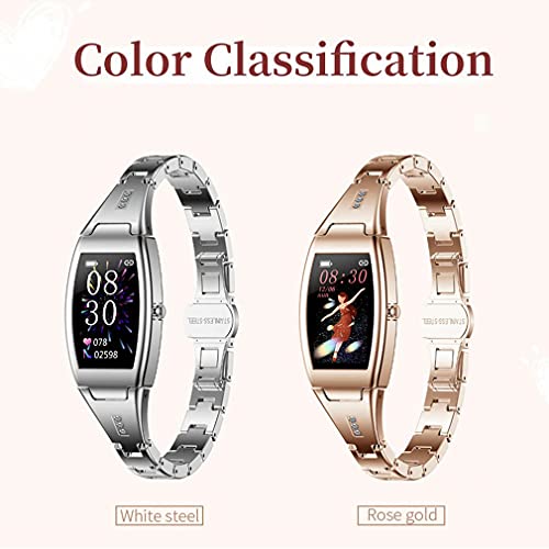 Greatangle-UK MK26 Relojes para Mujer Reloj Inteligente Rastreador de Ejercicios a Prueba de Agua Reloj Inteligente con frecuencia cardíaca Reloj de Pulsera con Pantalla a Color Oro Rosa