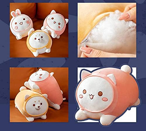 GRTLPOK 2021 - Juego de 3 fundas de almohada de peluche, peluche, gatito y conejito y Shiba inu muñecas para dormir sofá cama, juguete de peluche para niños cumpleaños (30 cm) (2.Blanco)