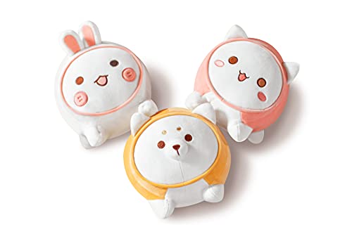 GRTLPOK 2021 - Juego de 3 fundas de almohada de peluche, peluche, gatito y conejito y Shiba inu muñecas para dormir sofá cama, juguete de peluche para niños cumpleaños (30 cm) (2.Blanco)