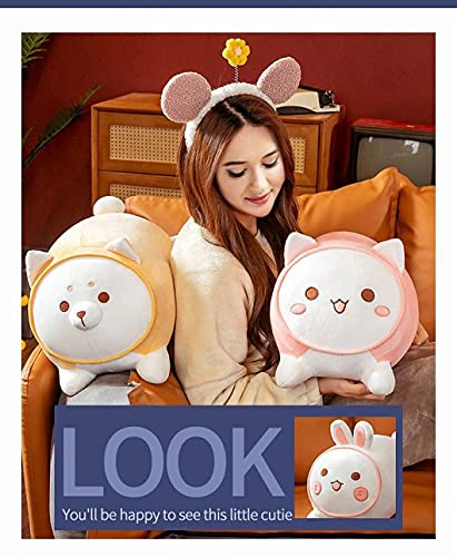 GRTLPOK 2021 - Juego de 3 fundas de almohada de peluche, peluche, gatito y conejito y Shiba inu muñecas para dormir sofá cama, juguete de peluche para niños cumpleaños (30 cm) (2.Blanco)