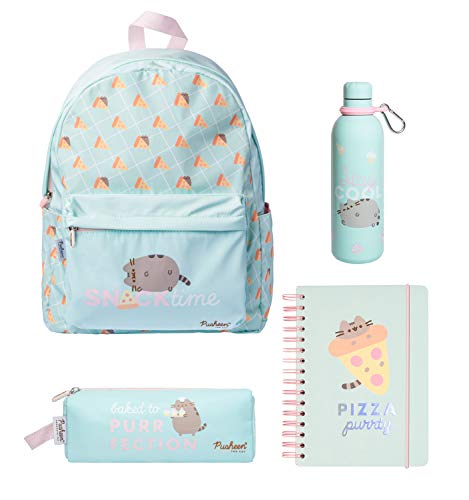 Grupo Erik-PACK0274 Set de papeleria Pusheen, Mochila, Estuche, Botella metálica y Cuaderno de Notas A5, Color (PACK0274)