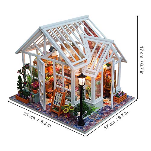 GuDoQi Casa en Miniatura con Música para Construir, Casa de Muñecas en Miniatura, Kit de Manualidades DIY, Regalos Hechos a Mano para Cumpleaños y Navidad, Tienda de Flores