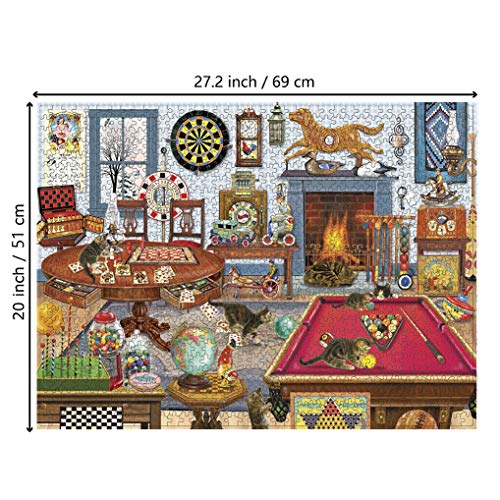 GuDoQi Puzzle 1000 Piezas Hogar Gato Puzzle para Adultos Rompecabezas Juego Familiar Decoración del Hogar Regalo de Navidad