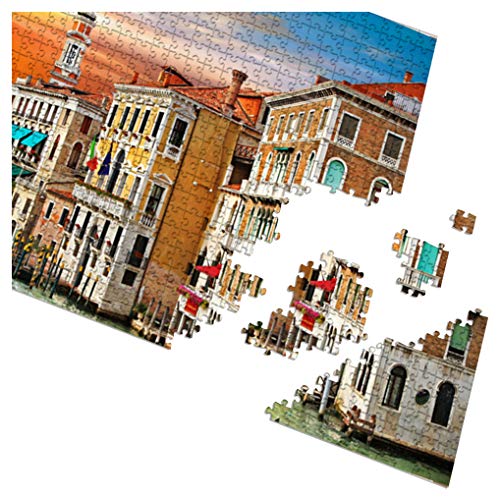 GuDoQi Puzzle 500 Piezas Gran Canal Venecia Puzzle para Adultos Rompecabezas Italia Paisaje Juego Familiar Decoración del Hogar Regalo de Navidad