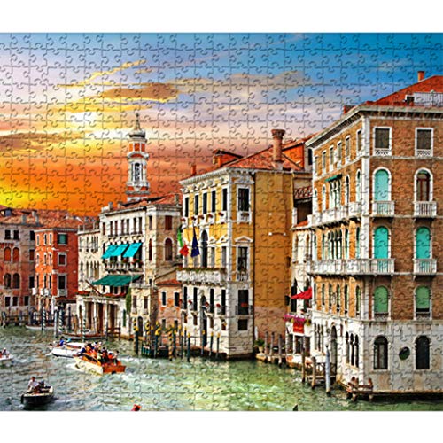 GuDoQi Puzzle 500 Piezas Gran Canal Venecia Puzzle para Adultos Rompecabezas Italia Paisaje Juego Familiar Decoración del Hogar Regalo de Navidad