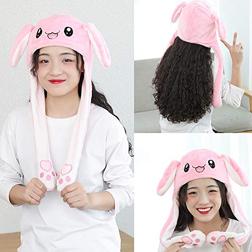 Guijiyi Gorro de Conejo, Animal Oreja Sombrero Muy Interesante, Conejo Oreja Puede Moverse Hacia Arriba y Abajo, Gorro Conejo con Airbag Peluche Gorro, Atractivo Juguetes Regalo