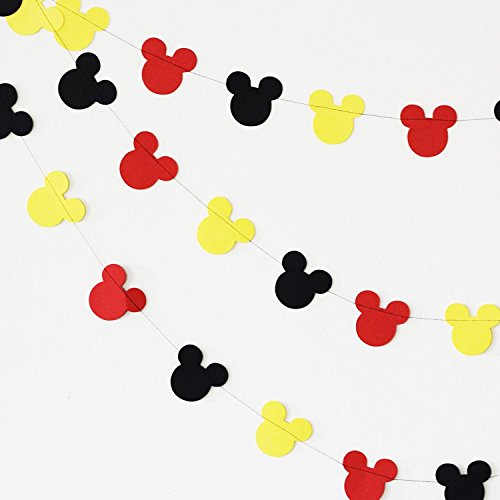 Guirnalda de Mickey Mouse – Guirnalda de papel – Suministros de fiesta – Inspiración de casa club – Guirnalda de cabeza de Mickey