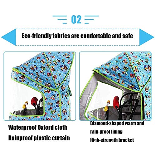 GYYlucky Asiento Transparente Poncho para La Lluvia Accesorio para Bicicleta Bicicletas Cubierta Protectora Solar para Niños, Asiento Trasero para Bicicleta para Niños Sombrilla A Prueba De Viento