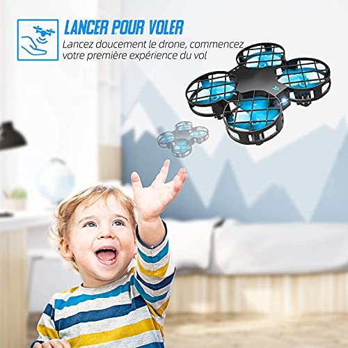 H823H - Mini dron infantil de 21 minutos con autonomía de 3 pilas para avión helicóptero, modo sin cabeza, mantenimiento de altitud, funcionamiento con un botón, 360 ° para principiantes y niños