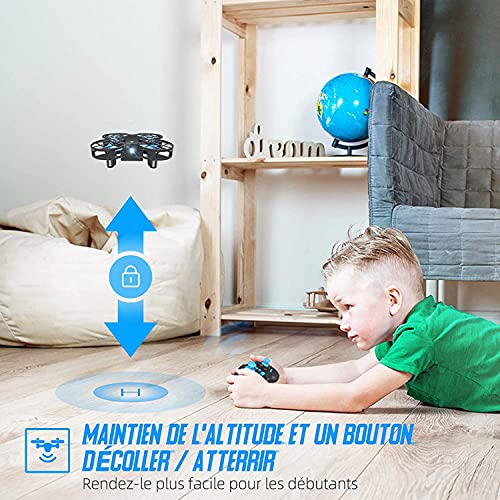 H823H - Mini dron infantil de 21 minutos con autonomía de 3 pilas para avión helicóptero, modo sin cabeza, mantenimiento de altitud, funcionamiento con un botón, 360 ° para principiantes y niños