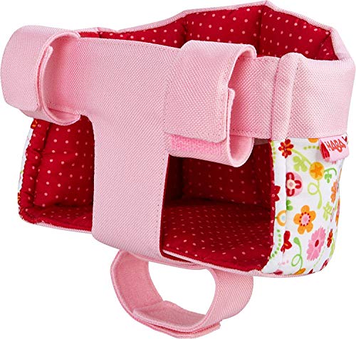 HABA 304109 - Asiento de Bicicleta para muñecas con Cierre de Velcro para Bicicleta y Trineo, Accesorio para muñecas, Juguetes a Partir de 18 Meses, Color Rojo y Rosa