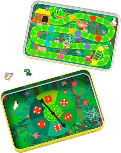 HABA 306052 - Juego de Escaleras en la Jungla, Juego de Viaje en Lata. Más 4 años