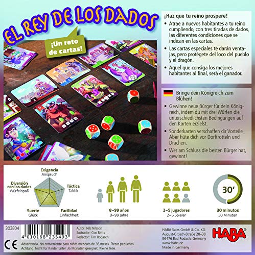 HABA- Juego de Sociedad El Rey de los Dados, Talla Única (Habermass 303805)