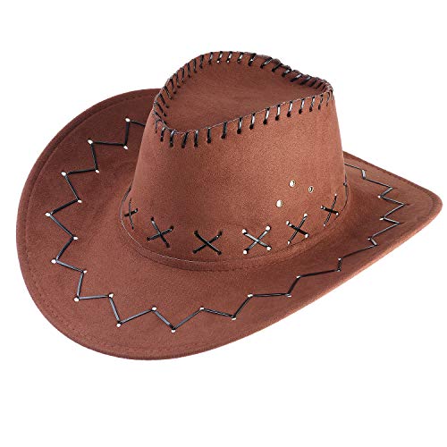 Haichen Western Cowboy Costume Accessories Set Sombrero de Vaquero Bandana Flying Eagle Pin Kit de Traje de Vaquero para la Fiesta de Halloween Dress Up (Marrón)