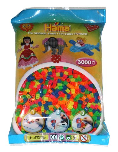 Hama 201-51 - Paquete de 3000 Cuentas de Colores Fluorescentes