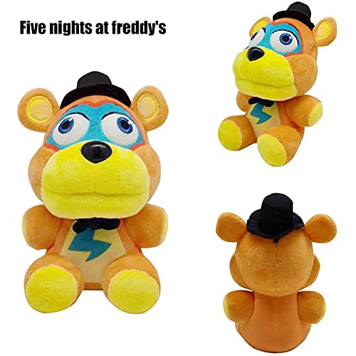 Hao-zhuokun Five Nights at Freddys Plush Toy Set Glamrock Freddy Chica Montgomery Gator Roxanne Wolf Vanny de Security Breach Cute PP Plush Stuffed Doll para niños Regalo de cumpleaños