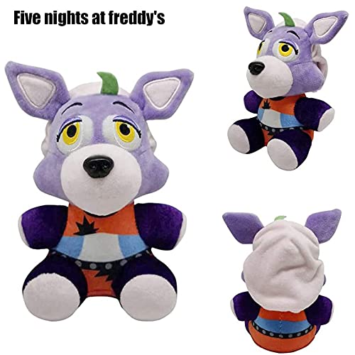 Hao-zhuokun Five Nights at Freddys Plush Toy Set Glamrock Freddy Chica Montgomery Gator Roxanne Wolf Vanny de Security Breach Cute PP Plush Stuffed Doll para niños Regalo de cumpleaños