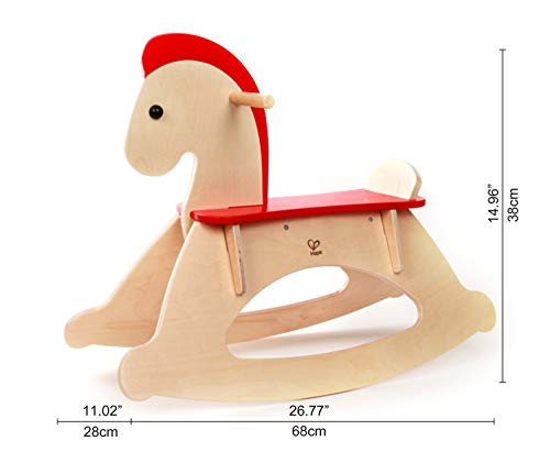 Hape Caballito balancín Crece Conmigo, Caballo Balancín de Madera para Niños y Niñas, Poni para Montarse y Balancearse con Respaldo y Barandilla Ajustables