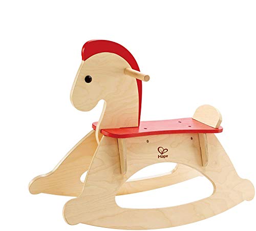 Hape Caballito balancín Crece Conmigo, Caballo Balancín de Madera para Niños y Niñas, Poni para Montarse y Balancearse con Respaldo y Barandilla Ajustables