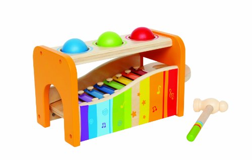 Hape Golpea Pelotas Xilófono, Premiado Juguete Musical para Tocar de Madera Duradero para Niños y Niñas Pequeños, Multifuncional y con Colores Vivos