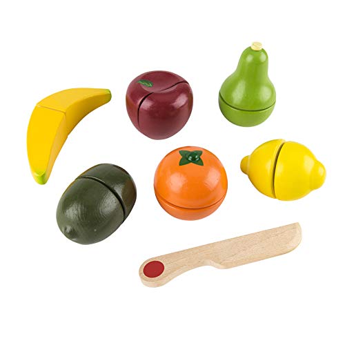 Hape Juego de Cocina Set Frutas, Juego de Comida de Madera para Niños y Niñas Galardonado, Piezas de Fruta y Cuchillo de Juguete para Fomentar Hábitos de Alimentación Saludables