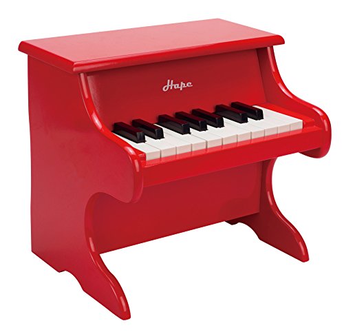 Hape Mini Piano, Mini Instrumento Musical de Madera de Juguete con 18 Teclas, Rojo