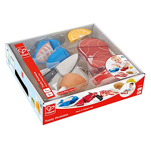 Hape Proteínas Deliciosas, Juego de Simulación de Madera Juego de Comida para Niños y Niñas, Juego Básico con Velcro Juegos de Ingredientes y Accesorios de Cocina