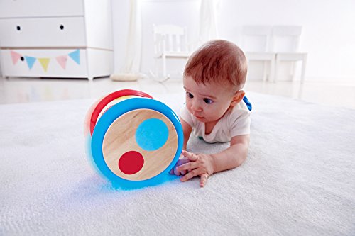 Hape Tambor para Bebé, Tambor Colorido que Rueda Instrumento Musical de Juguete Para Niños y Niñas Pequeños, Ritmo y Sonido de Aprendizaje, Funciona con Pilas