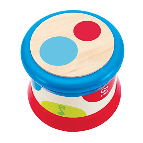 Hape Tambor para Bebé, Tambor Colorido que Rueda Instrumento Musical de Juguete Para Niños y Niñas Pequeños, Ritmo y Sonido de Aprendizaje, Funciona con Pilas