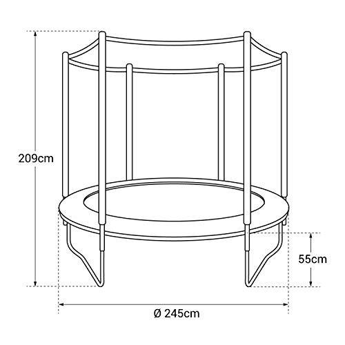 Happy Garden Pack Premium Cama elástica 245cm Reversible Verde/Azul Canberra + Red de Seguridad, Escalera, Lona y Kit de Anclaje