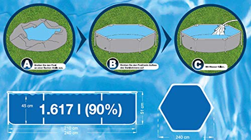 Happy People Pool 240x51 Steel Frame-Piscina Redonda (240 x 51 cm), Color Gris (77518)