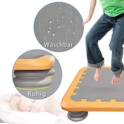 HAPPYMATY Cama elástica para interior con muelles y colchón, juego de equilibrio, cama elástica para niños, colchoneta de gimnasia, esterilla de saltar, colchón plegable para fitness