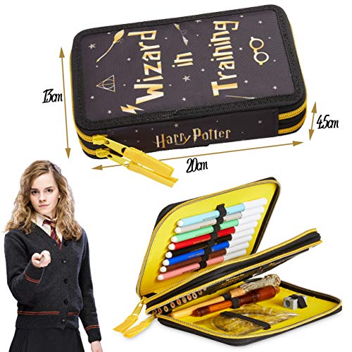 Harry Potter Estuche Escolar, Regalos Niños, Kit Material Escolar con Boligrafos Originales, Lápices Colores, Gomas De Borrar y Tijeras Escolares, Regalos de Cumpleaños