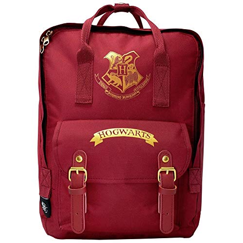 Harry Potter Hogwarts - Mochila escolar unisex para niños y niñas, mochila de lona para acampar, mochila espaciosa para fiestas de pijamas, para portátil, Burgundy, Talla única, informal