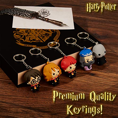 HARRY POTTER Llaveros Originales Chibi, Pack de 5 Figuras 3D Coleccionables, Merchandising Oficial Regalos Niños Niñas y Adolescentes