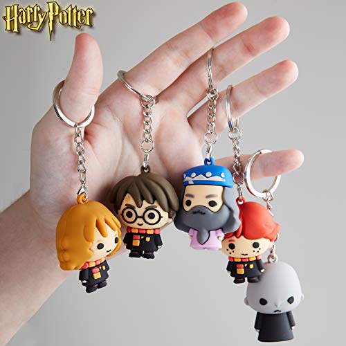 HARRY POTTER Llaveros Originales Chibi, Pack de 5 Figuras 3D Coleccionables, Merchandising Oficial Regalos Niños Niñas y Adolescentes