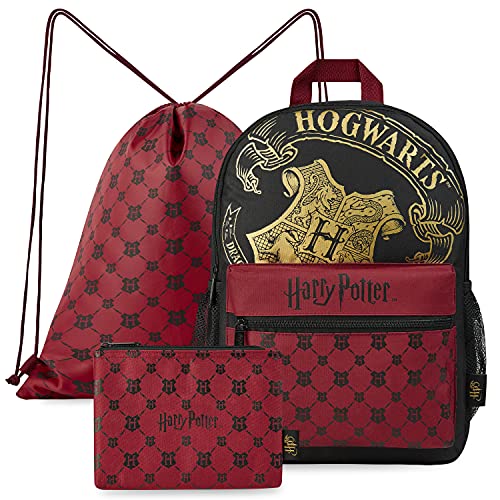 HARRY POTTER Mochilas Escolares, Set con Mochila Escolar, Mochila Cuerdas y Estuche Escolar de Hogwarts