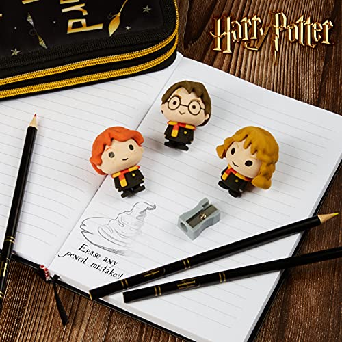 Harry Potter Regalos, Pack de 3 Gomas de Borrar con Harry, Hermione y Ron, Material Escolar Bonito