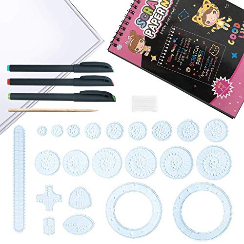 Harxin Deluxe Spiral Design Set con Papel Rayado Arcoíris, Juegode guía y lápiz Juego de Arte en Dibujo para Adultos y Niños (Designer de Juguetes)