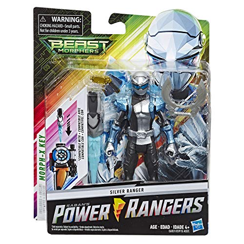 Hasbro Power Rangers Beast Morphers Series 6" Silver Ranger with Morph-X Key Action Figure