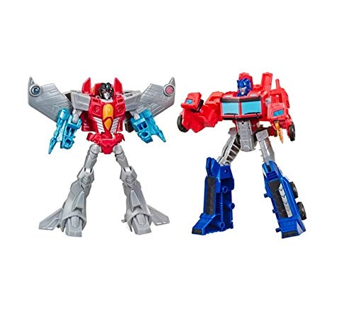 Hasbro Transformers - Juego de 2 Figuras de acción Cyberverse Warrior Action Attackers Optimus Prime y Starscream, para niños a Partir de 6 años, 13,5 cm