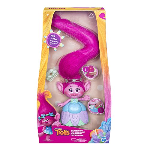 Hasbro Trolls Poppy Melena Musical - Figuras de juguete para niños (Multicolor, 4 año(s), Niño/niña, AA, 355,6 mm, 1 pieza(s))